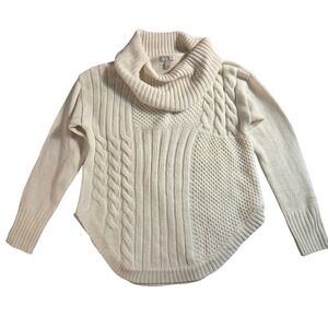 Cb Established 1962 Cream w metallic gold thread Cowl Neck Sweater Size Large